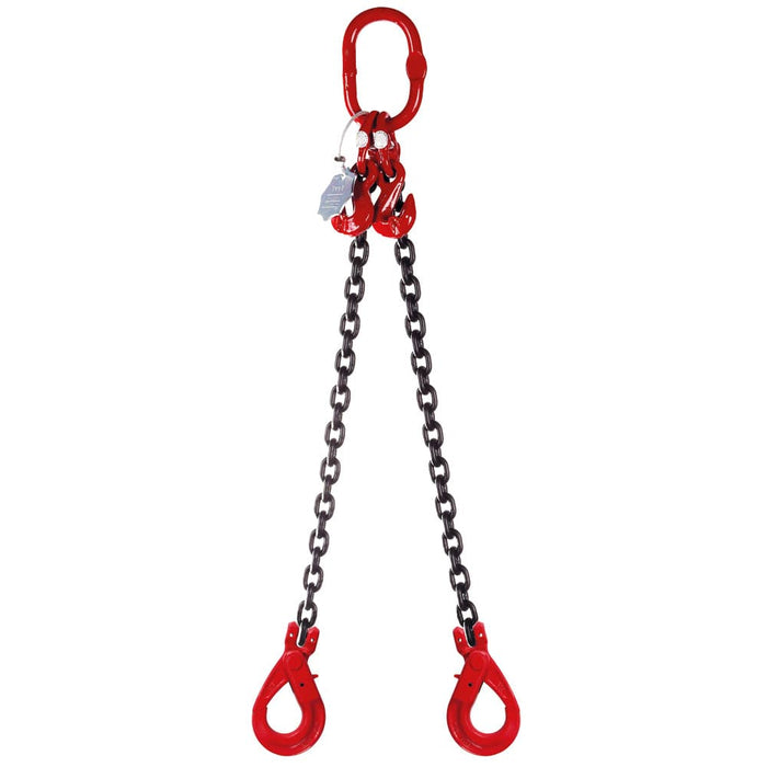 2 Leg 2.12 tonne 7mm Lifting Chain Sling with choice of length and hooks