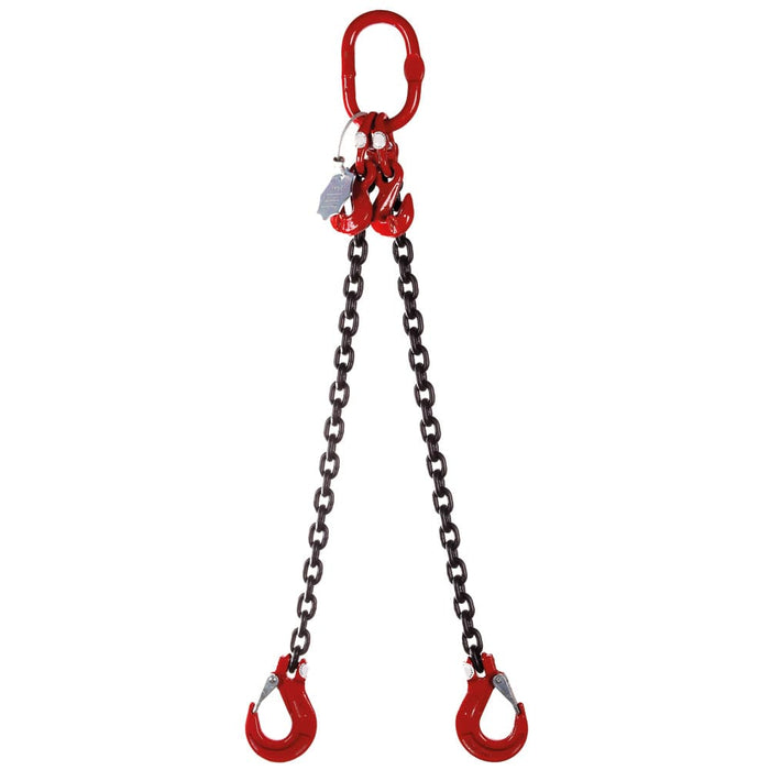 2 Leg 2.12 tonne 7mm Lifting Chain Sling with choice of length and hooks